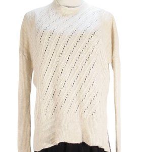 JOHNNY WAS Etta $378 Cashmere Blend Cream Side Slit Pullover Sweater XS